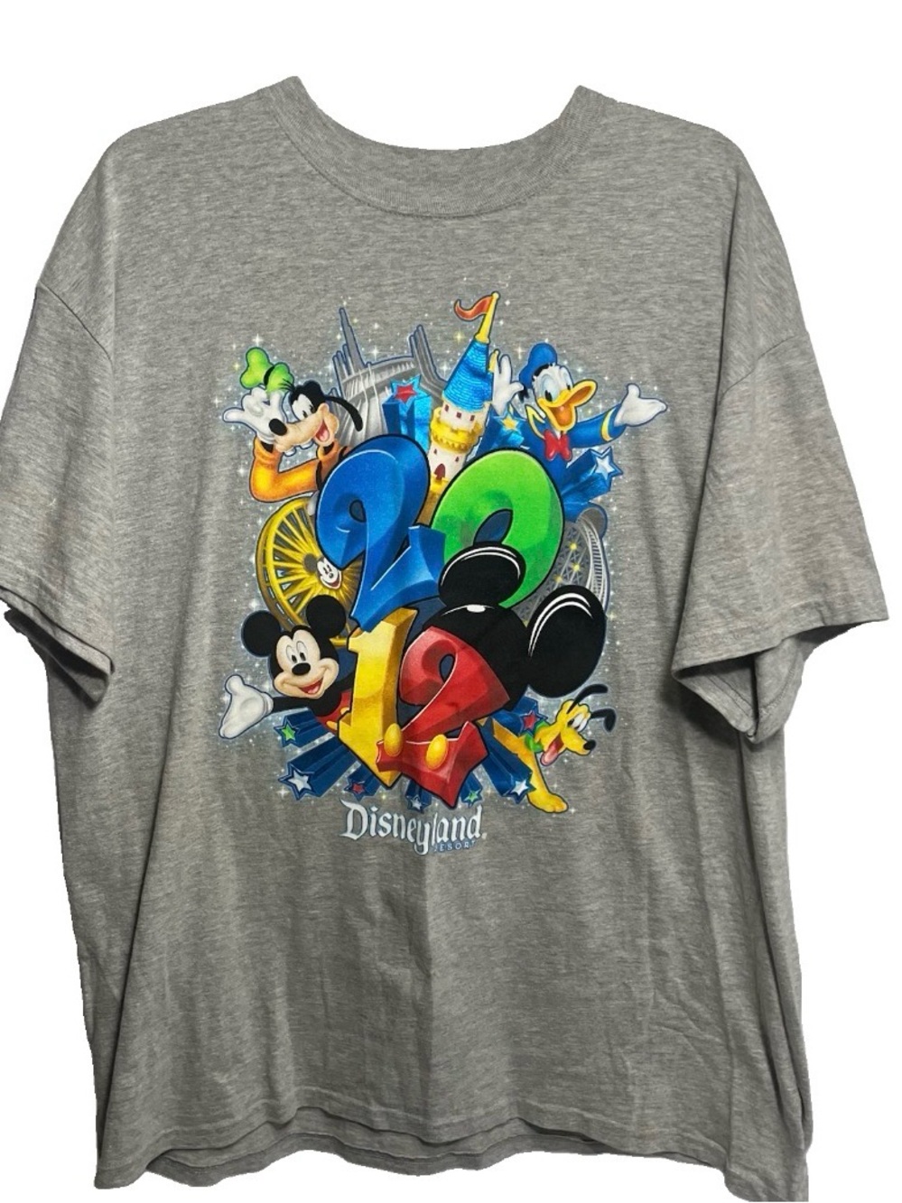 Hanes Disney Mickey Goofy Donald Pluto Gray Adult T-Shirt Size XL 2012